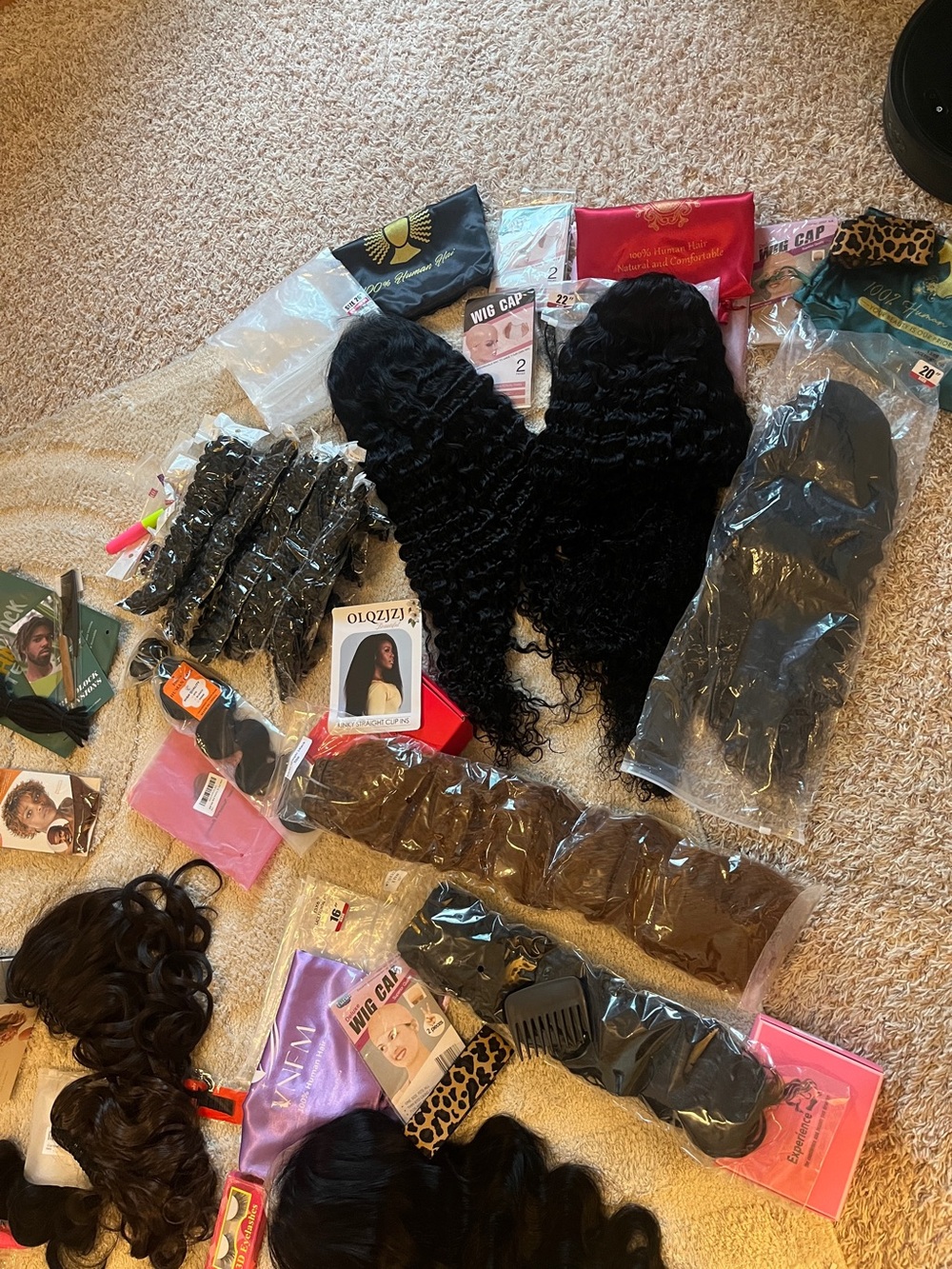 NWT Huge Assorted Hair Extensions & Wigs & Accessories both Human and Synthetic - Picture 9 of 13